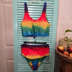 Rainbow Tie-Dye Bikini Set